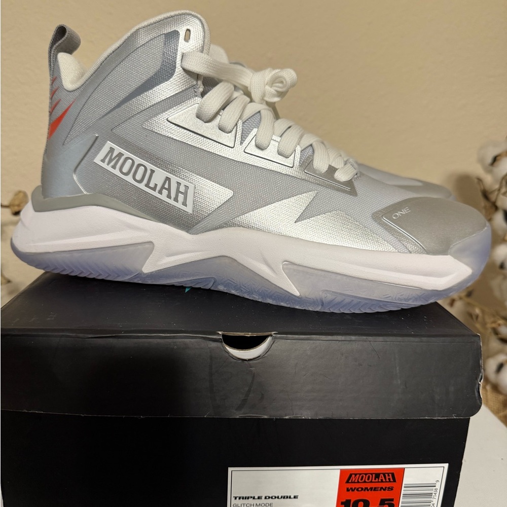 Moolah Women's Triple Double Basketball Shoes 10.5 Glitch Mode Metallic Silver
